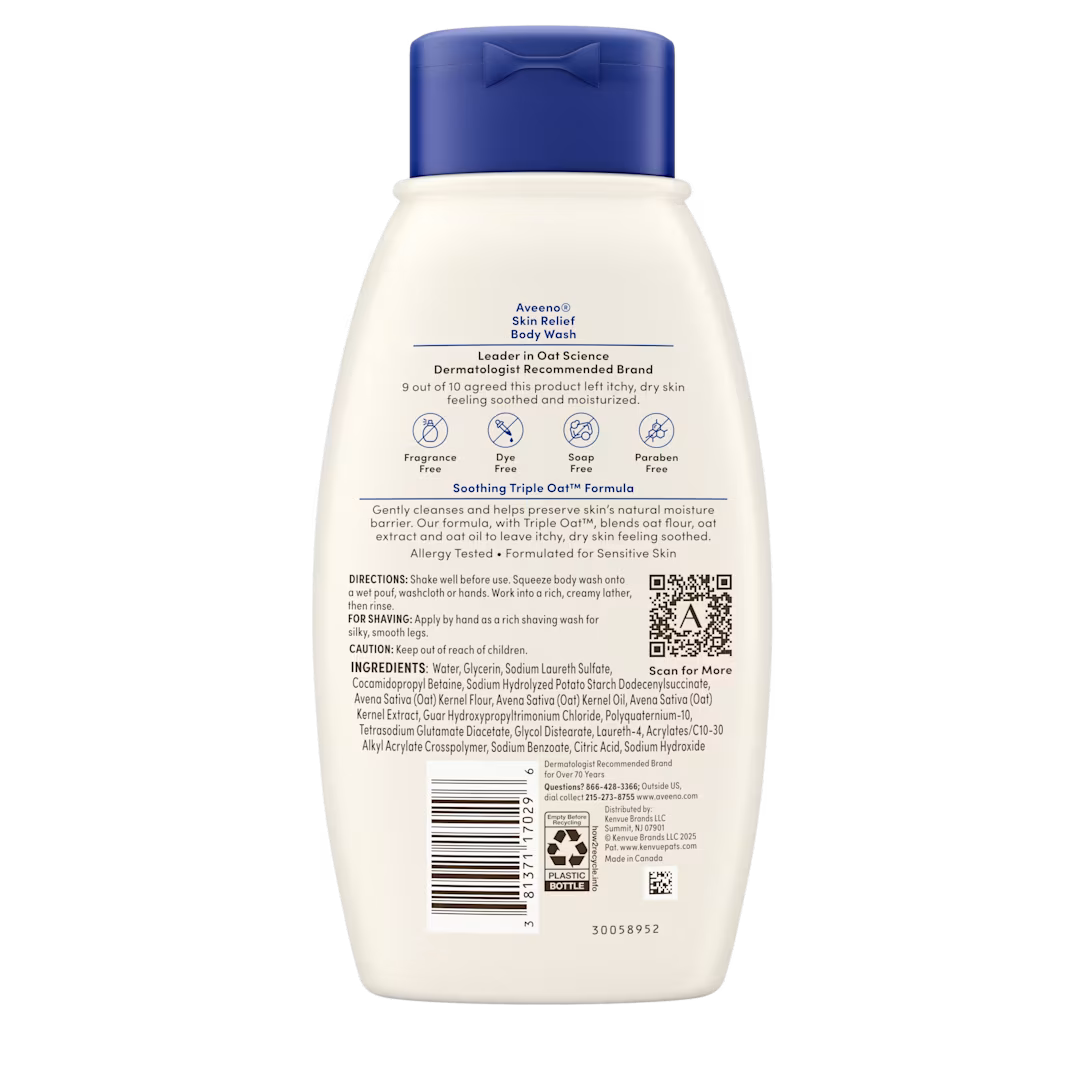 Aveeno Body Wash Skin Relief Sensitive Skin Fragrance Free 532Ml