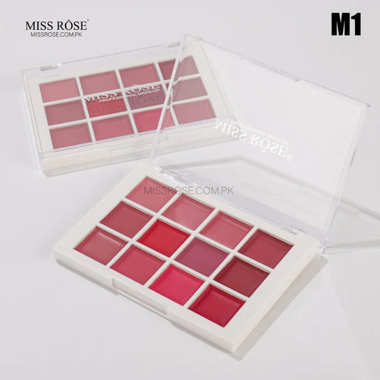 Miss Rose - 12-Colors Lip Cream Palette - M1