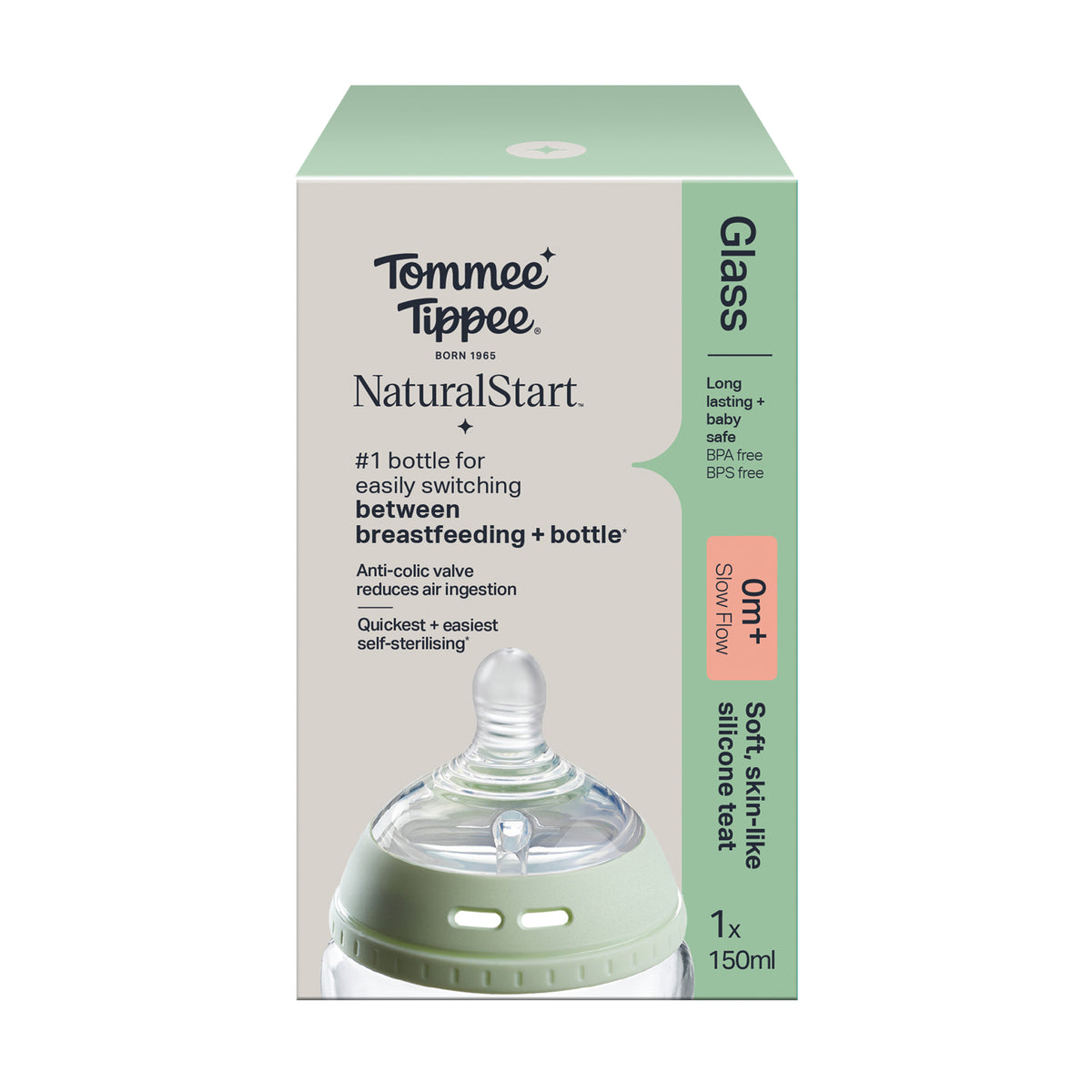 Tommee Tippee - Natural Start Slow Flow Glass Baby Bottle - 150ml - TT 427027