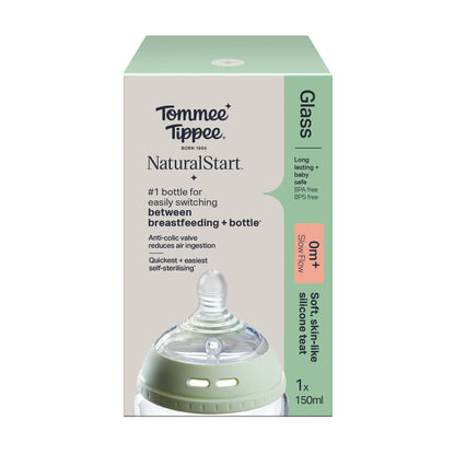 Tommee Tippee - Natural Start Slow Flow Glass Baby Bottle - 150ml - TT 427027