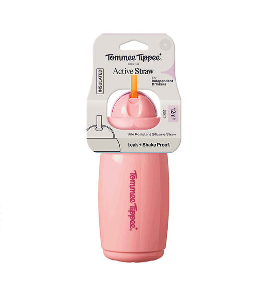 Tommee Tippee - Insulated Active Straw Cup 12m+ Pink - 266ml - TT 448017