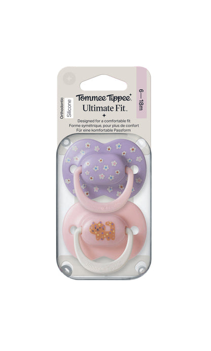 Tommee Tippee - Ultra Fit Decorated Silicone Soother 6-18m Girl - Pack of 2 - TT 458828