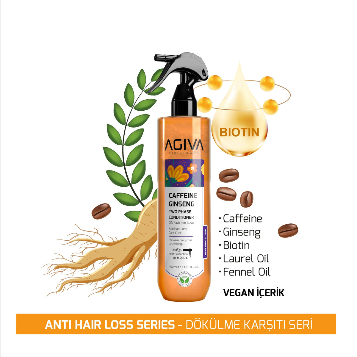Agiva - Caffeine Ginseng Pro Care Two Phase Conditioner - 400 ml