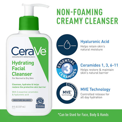 Cerave Hydrating Facial Cleanser Normal To Dry Skin 8Oz/237Ml