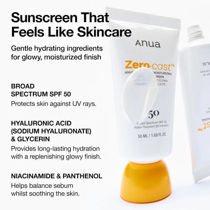 Anua - Zero Cast Moisturizing Finish Sunscreen SPF50+ - 50ml