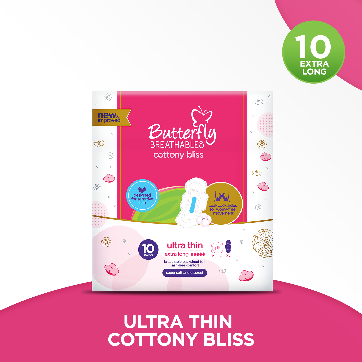 Butterfly - Ultra Breathable Box Pack- Extra Long