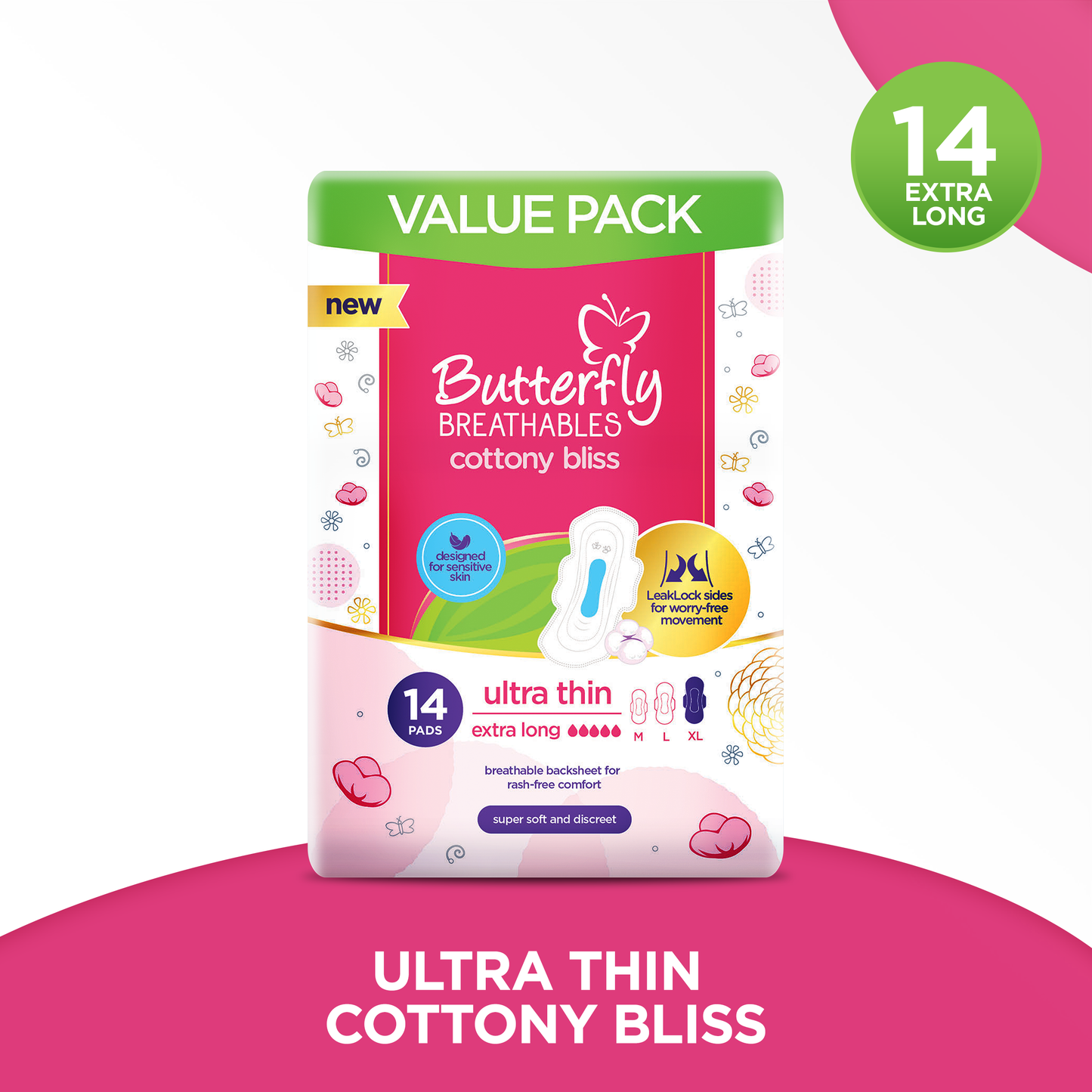 Butterfly - Ultra Breathable Box Pack- Extra Long