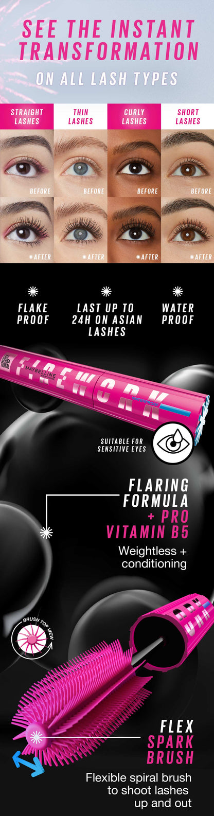 Maybelline New York Lash Sensational Firework waterproof mascara - a bold, lasting look