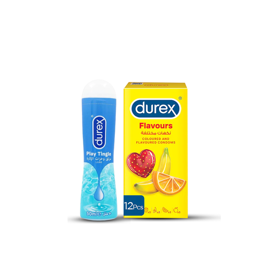Bundle - Durex Coloured Flavored Condoms 12 Condoms + Durex Play Tingle Lubricant 50Ml