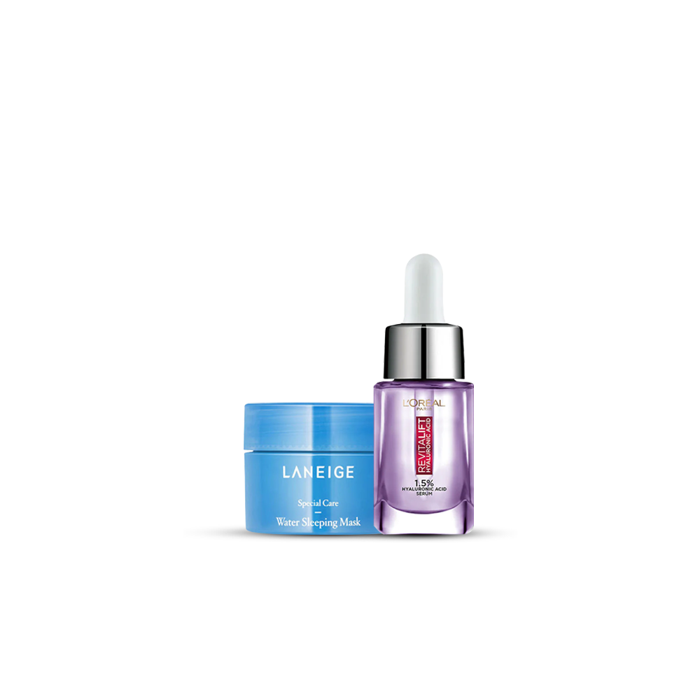 Bundle - L'Oreal Paris Revitalift 1.5% Hyaluronic Acid Face Serum 15 Ml + Laneige Water Sleeping Mask 15Ml