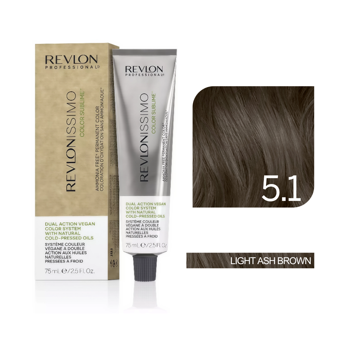 Revlon Professional - Color Sublime Ammonia Free Hair Color Cream Permanent Hair Color, for Salon & Home Use Rich Shades for Grey Coverage & Vibrant Hair Color 75ml