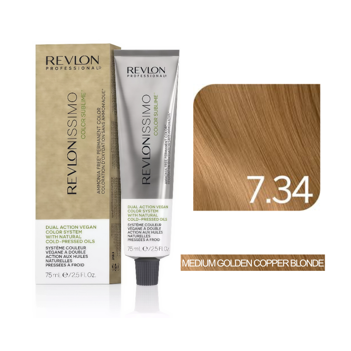 Revlon Professional - Color Sublime Ammonia Free Hair Color Cream Permanent Hair Color, for Salon & Home Use Rich Shades for Grey Coverage & Vibrant Hair Color 75ml