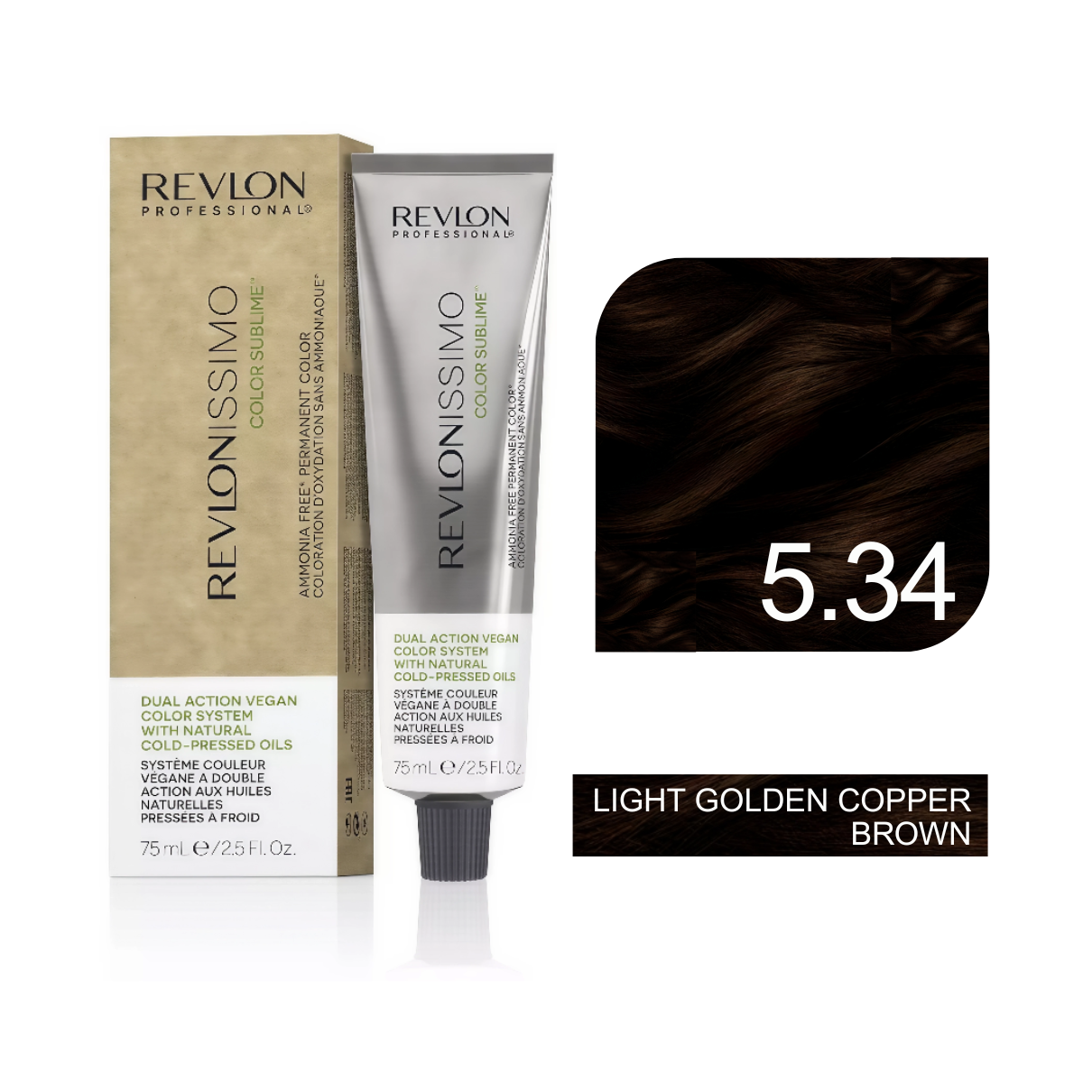 Revlon Professional - Color Sublime Ammonia Free Hair Color Cream Permanent Hair Color, for Salon & Home Use Rich Shades for Grey Coverage & Vibrant Hair Color 75ml