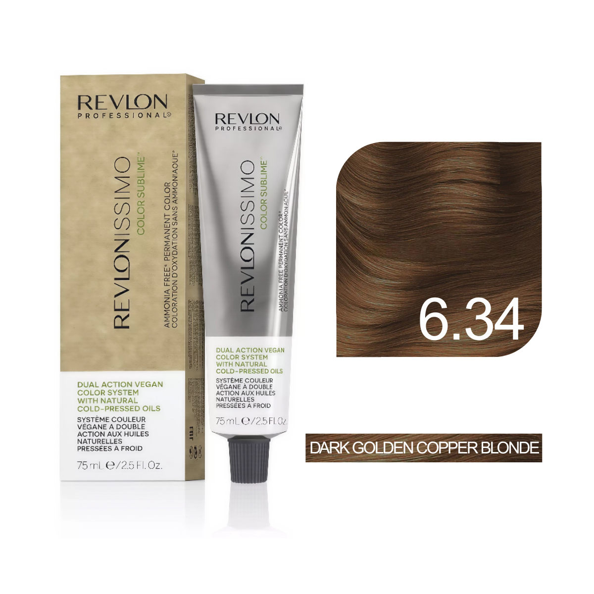Revlon Professional - Color Sublime Ammonia Free Hair Color Cream Permanent Hair Color, for Salon & Home Use Rich Shades for Grey Coverage & Vibrant Hair Color 75ml
