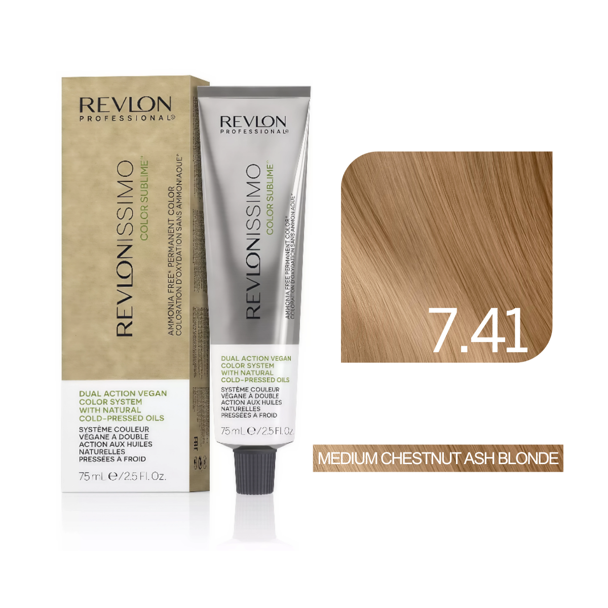 Revlon Professional - Color Sublime Ammonia Free Hair Color Cream Permanent Hair Color, for Salon & Home Use Rich Shades for Grey Coverage & Vibrant Hair Color 75ml