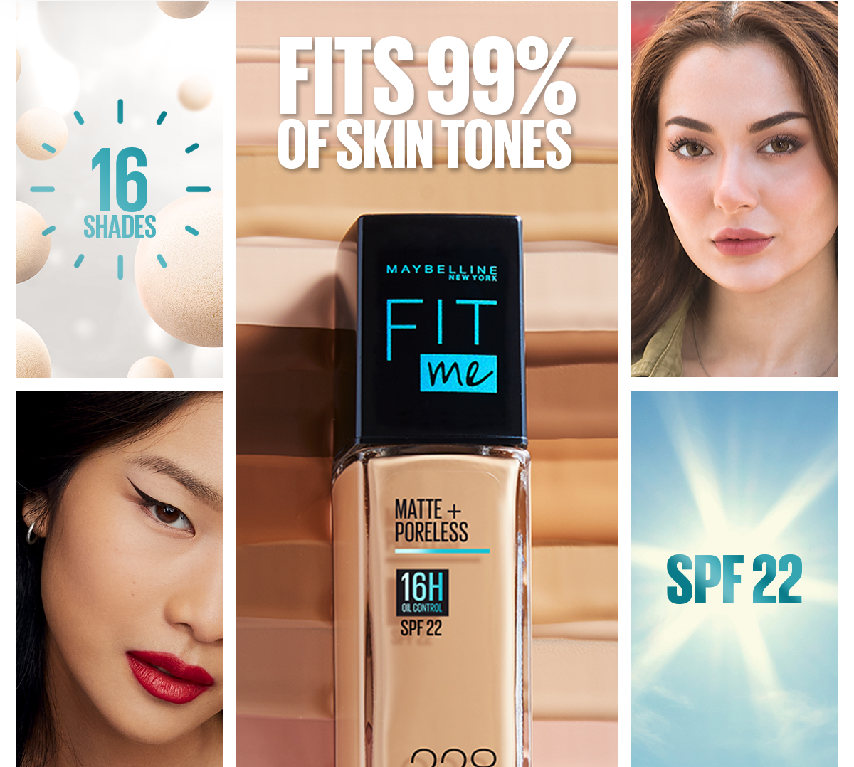 Maybelline Ny New Fit Me Matte + Poreless Liquid Foundation Spf 22 - 110 Porcelain 30Ml - For Normal To Oily Skin - Highfy.pk