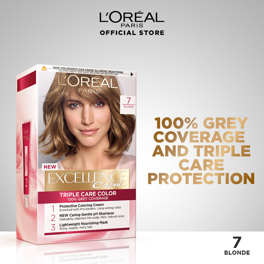 Bundle - L'Oreal Paris Excellence Creme - 7 Blonde Hair Color + Free Shampoo