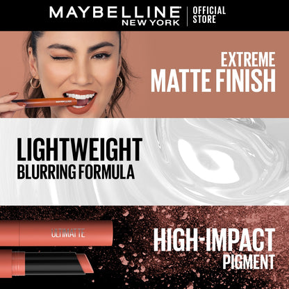 Maybelline New York Color Sensational Ultimatte Slim Lipstick, non-drying formula