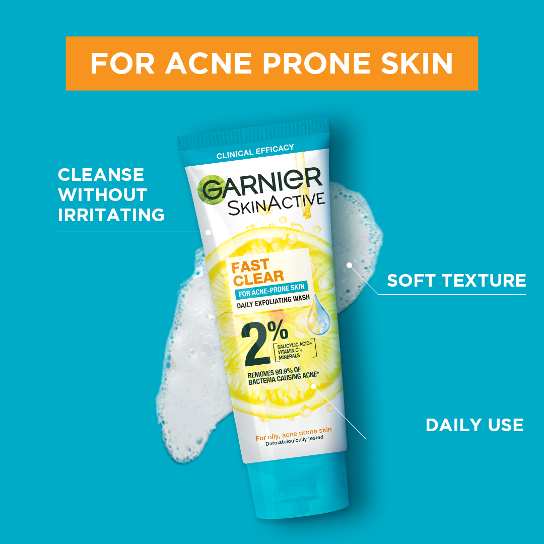 Garnier Fast Clear Facewash For Acne Prone Skin 50ml