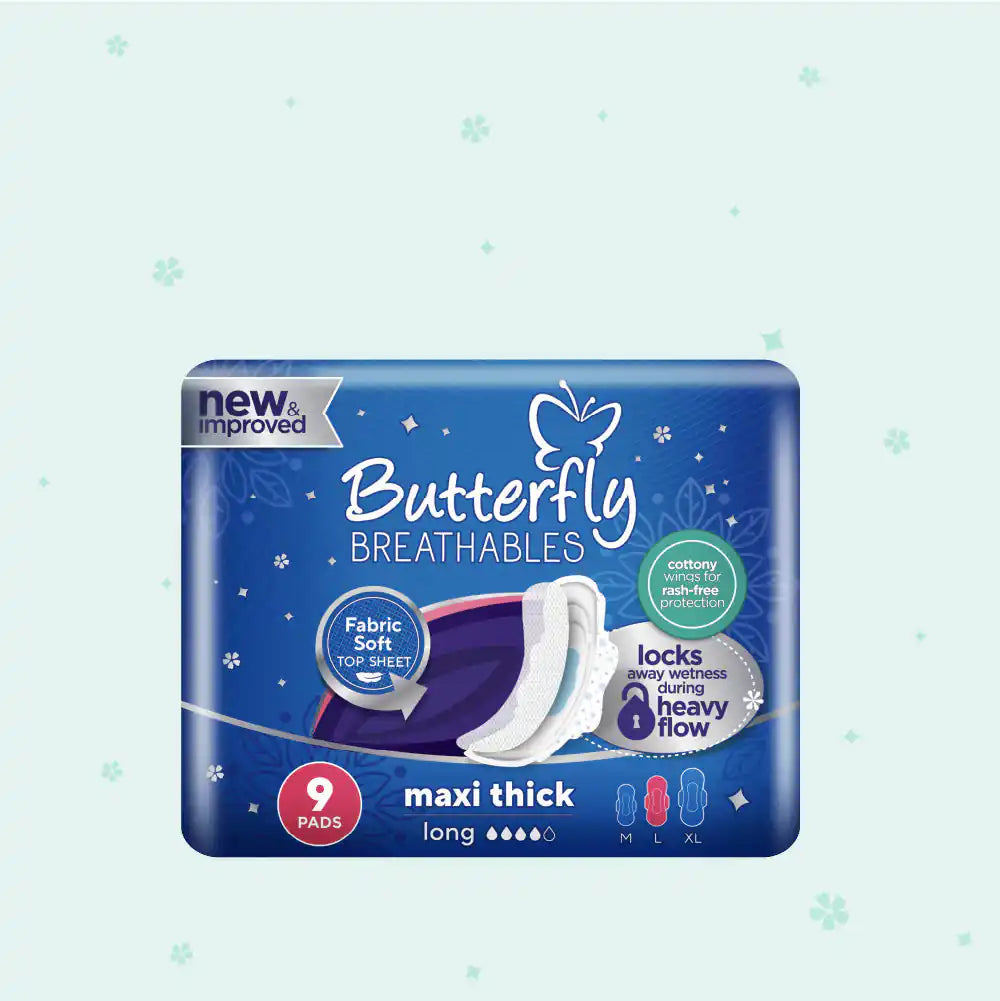 Butterfly - Breathables Maxi Thick Long Sanitary Pads - 9's