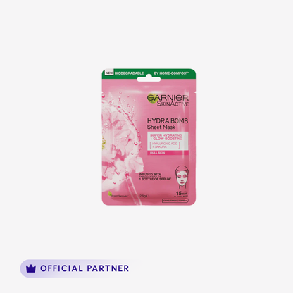 Garnier Skin Active Hydra Bomb Sakura Tissue Face Mask, Hydrating And Glow Boosting 28G