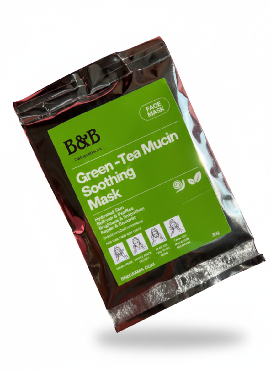 B&B Derma - Green-Tea Snail Mucin Face Sheet Mask