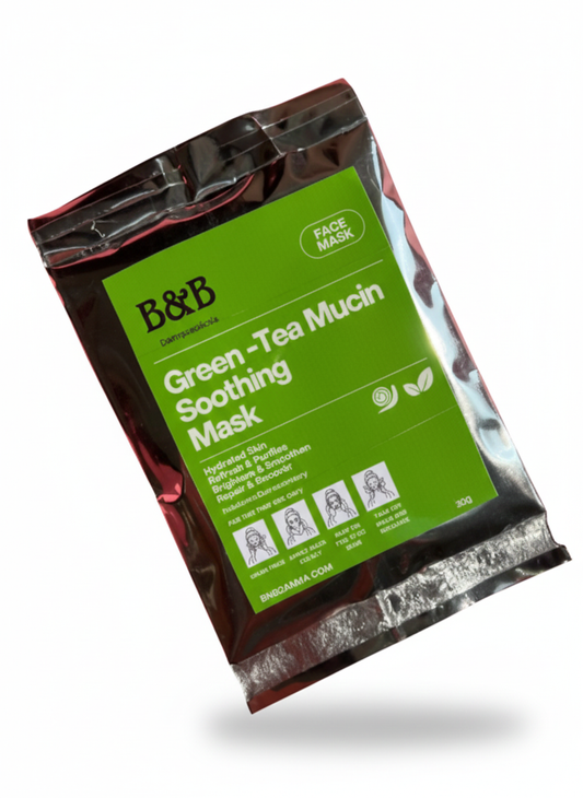 B&B Derma - Green-Tea Snail Mucin Face Sheet Mask