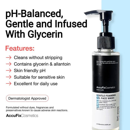 Features of gentle gel based face wash for all skin type | AccuFix Cosmetics