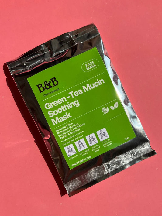 B&B Derma - Green-Tea Snail Mucin Face Sheet Mask