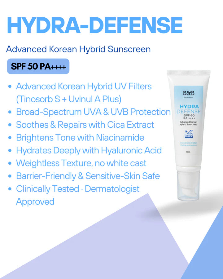 B&B Derma - Hydra Defense SPF 50 Advanced Korean Hybrid Sunscreen