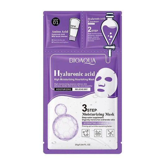  Bioaqua - Hyaluronic Acid 3 Step Moisturizing Facial Mask - 25Ml