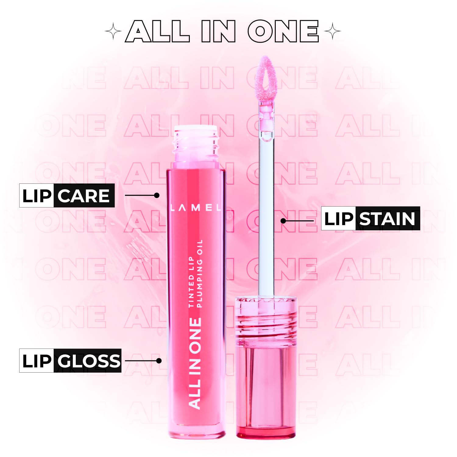 Lamel - All In One Lip Tinted Plumping Oil №402 Pink Sparkle