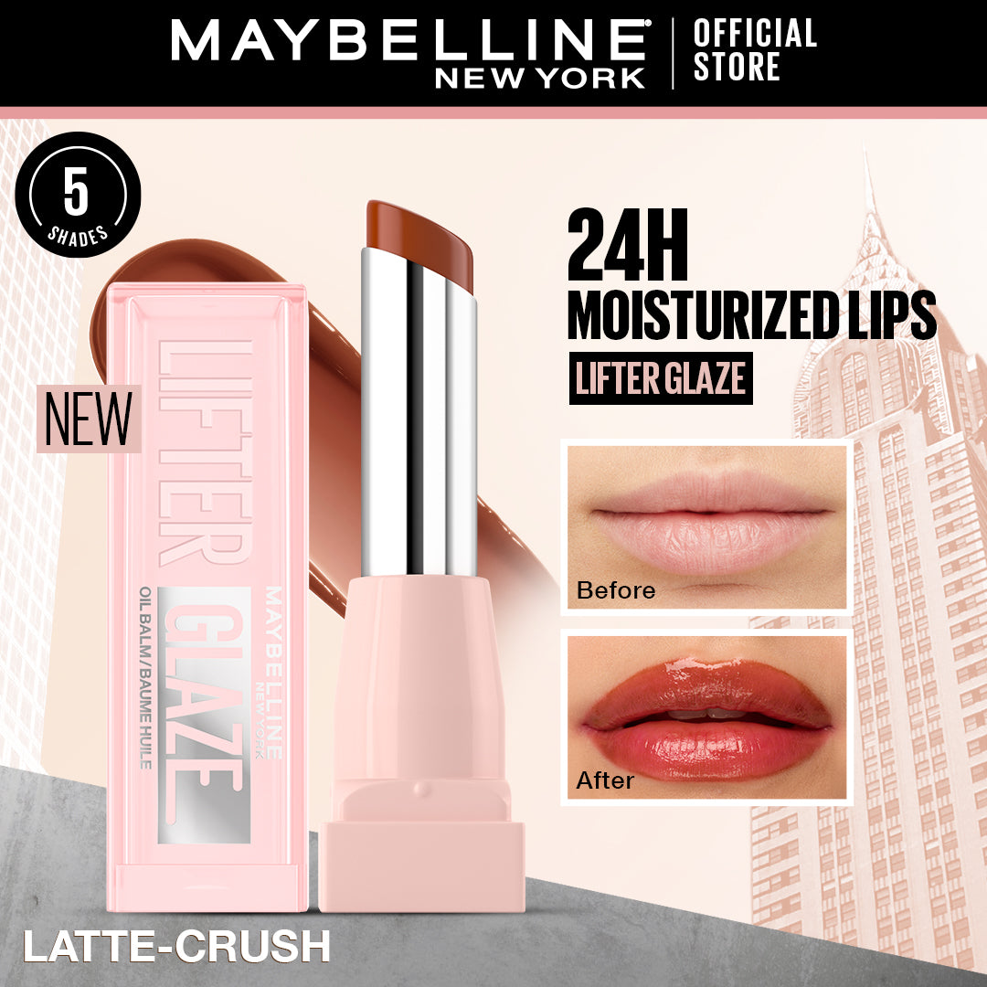 Maybelline Lifter Glaze, Tinted Lip Oil Balm with cherry extract - 24Hr Hydrated Lips