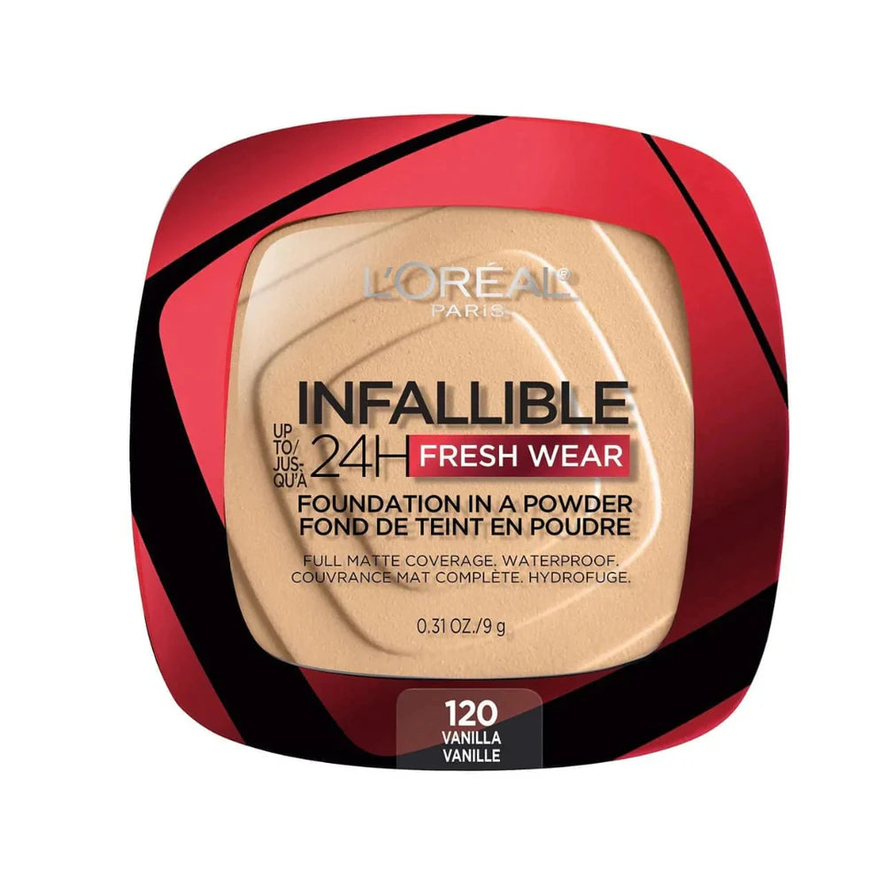 L'Oreal Paris Infallible 24H Fresh Wear Breathable Liquid Foundation in Powder - 120 Vanilla