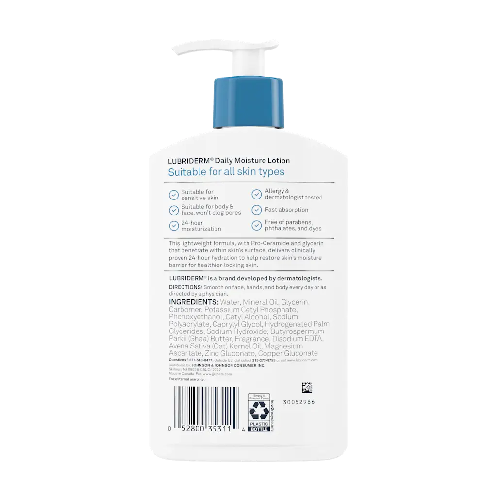 Lubriderm Lotion Daily Moisture All Skin Types Fragrance Free 24Oz/709Ml