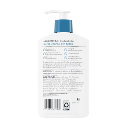 Lubriderm Lotion Daily Moisture All Skin Types Fragrance Free 24Oz/709Ml