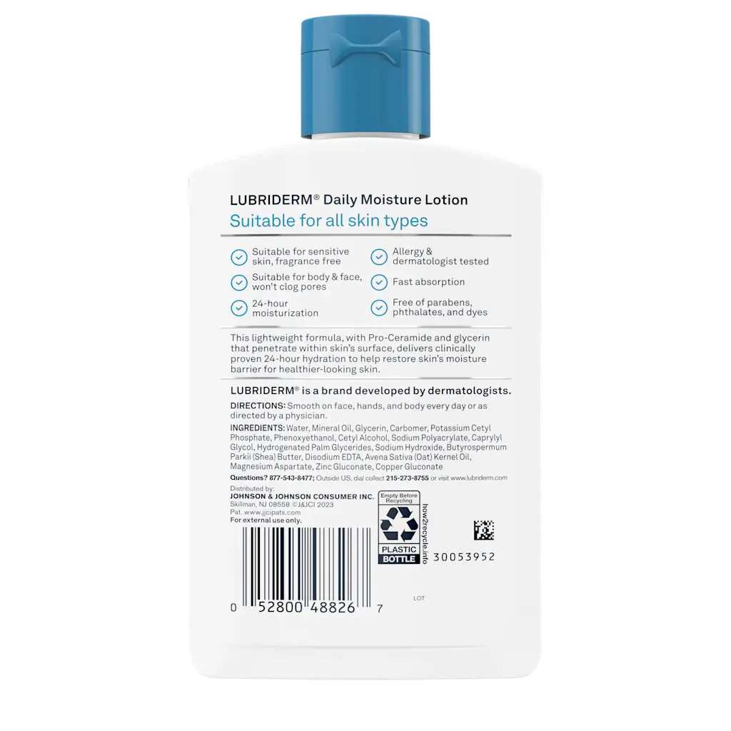 Lubriderm Lotion Daily Moisture All Skin Types Fragrance Free 6Oz/177Ml