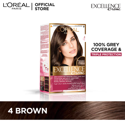 L'Oreal Paris Excellence Creme Hair Color, 4 Brown