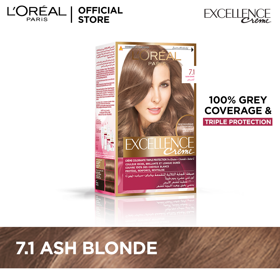 L'Oreal Paris Excellence Creme Hair Colour #7.1 Ash Blonde Hair Color