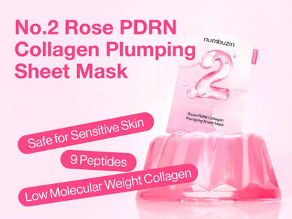 Numbuzin - No.2 Rose PDRN Collagen Plumping Sheet Mask - 33ml