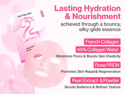 Numbuzin - No.2 Rose PDRN Collagen Plumping Sheet Mask - 33ml