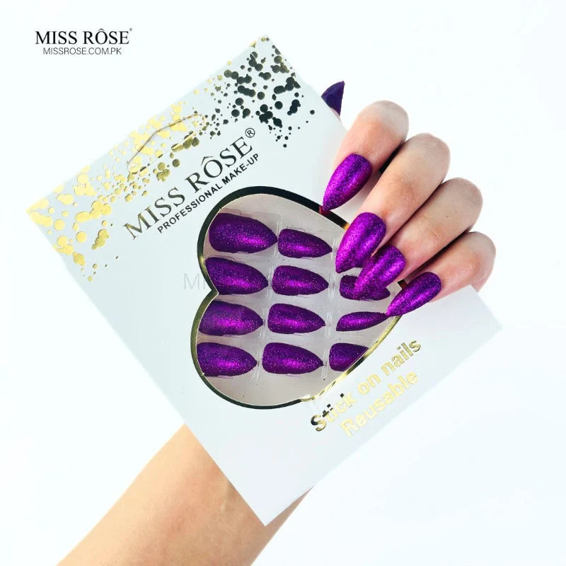 Miss Rose - Glitter Chunk Stick-On Nails Reusable
