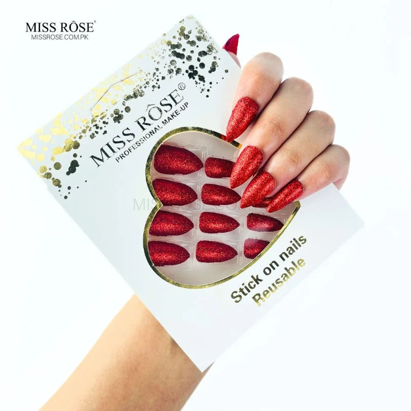 Miss Rose - Glitter Chunk Stick-On Nails Reusable