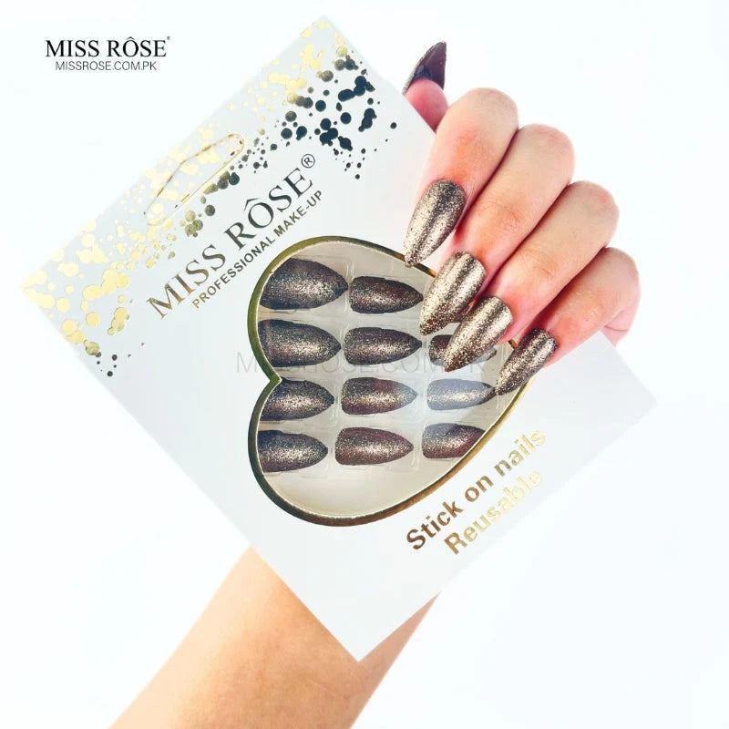 Miss Rose - Glitter Chunk Stick-On Nails Reusable