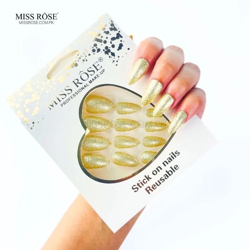 Miss Rose - Glitter Chunk Stick-On Nails Reusable