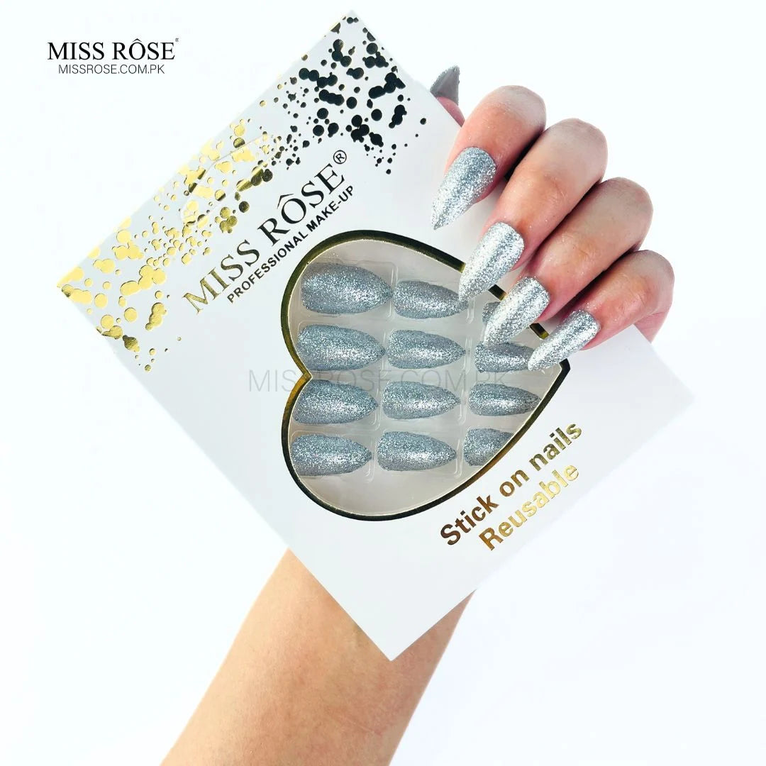 Miss Rose - Glitter Chunk Stick-On Nails Reusable