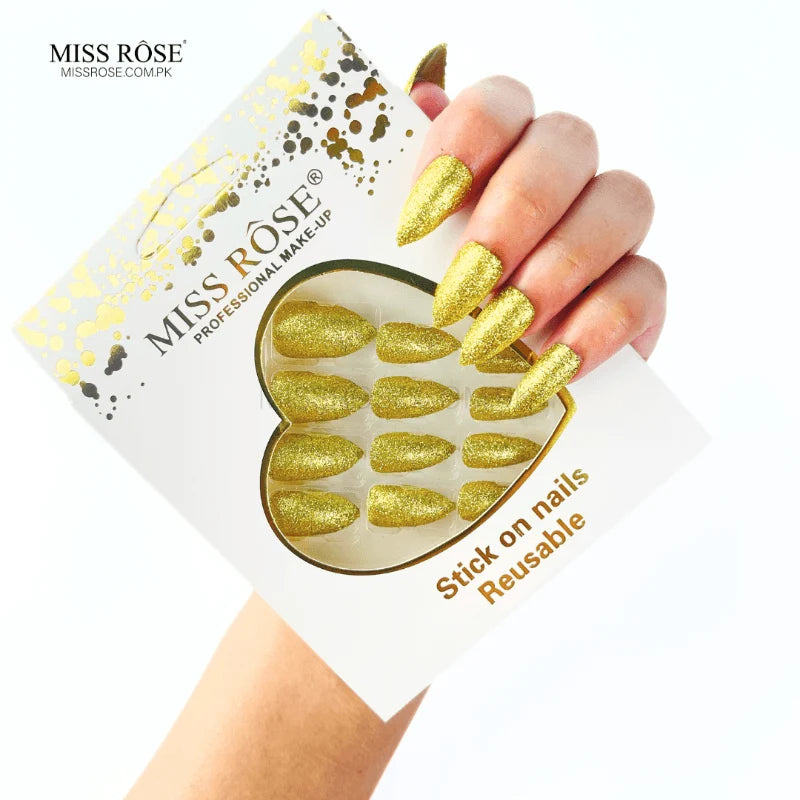 Miss Rose - Glitter Chunk Stick-On Nails Reusable
