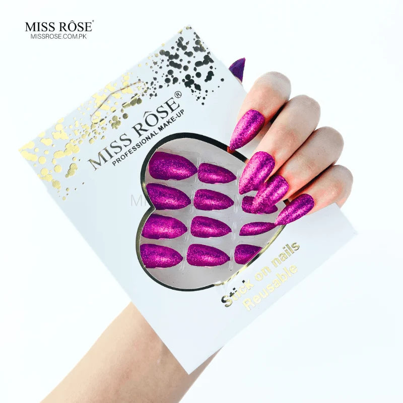 Miss Rose - Glitter Chunk Stick-On Nails Reusable