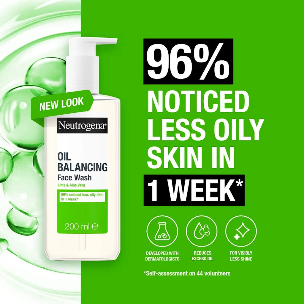 Neutrogena Facial Wash Oil Balancing With Lime & Aloe Vera Pump 200Ml