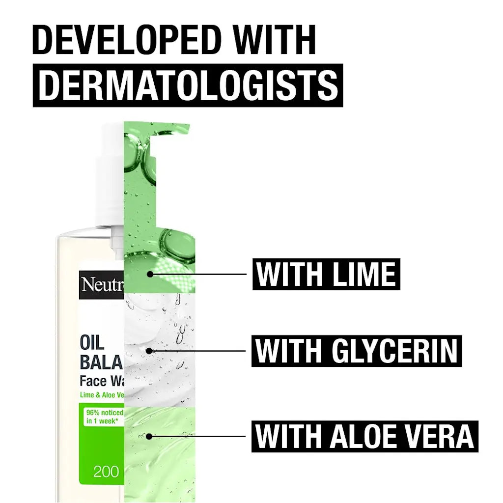 Neutrogena Facial Wash Oil Balancing With Lime & Aloe Vera Pump 200Ml